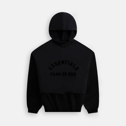 Essentials Nylon Fleece Hooded Sweater - Jet Black | Kith Discount