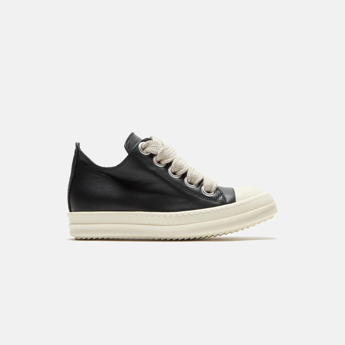 Rick Owens WMNS Jumbo Laced Low Sneaks - Black / Pearl / Milk | Kith Everyday