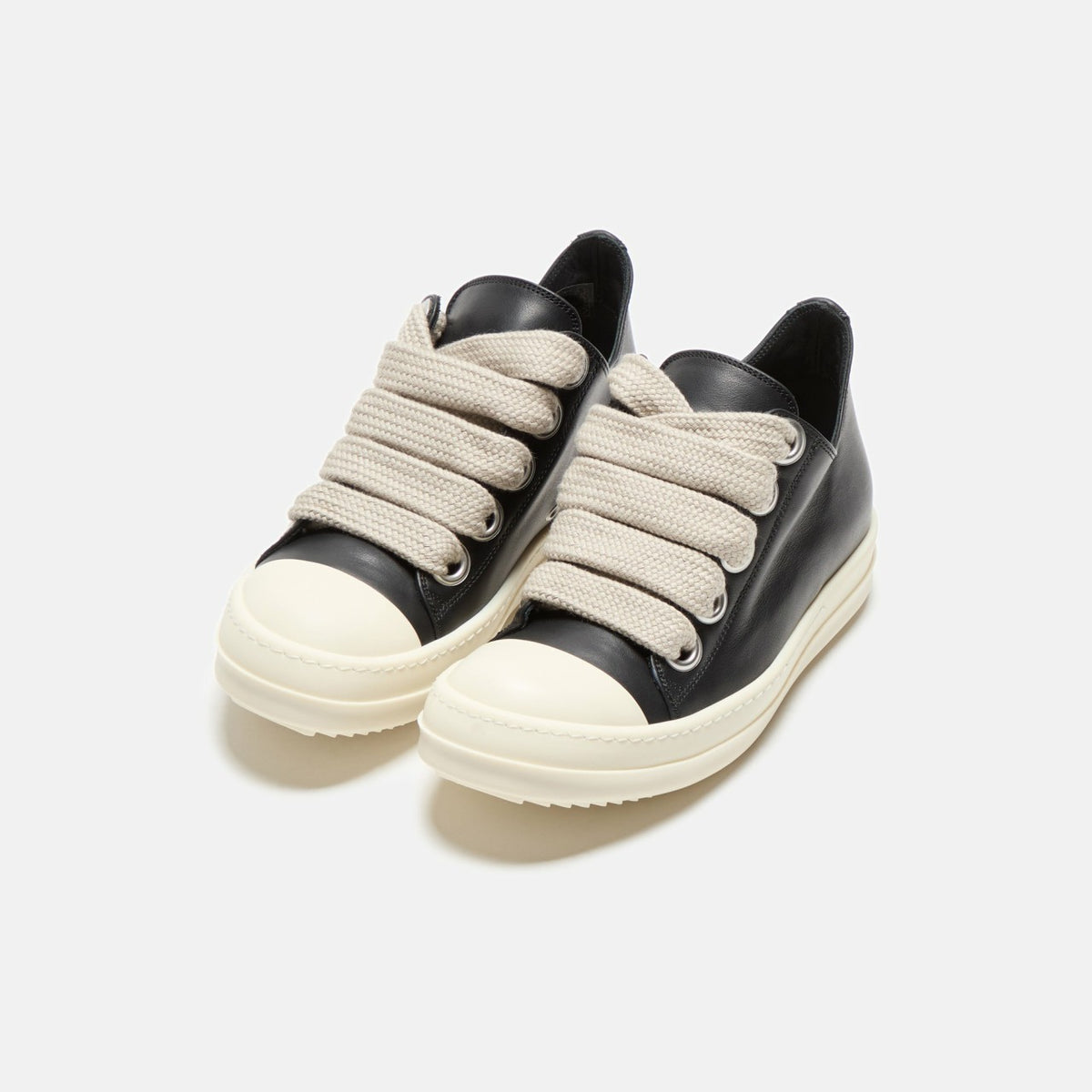 Rick Owens WMNS Jumbo Laced Low Sneaks - Black / Pearl / Milk | Kith Everyday