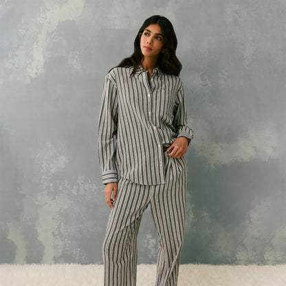 Kith Women Ora II Dobby Stripe Shirt - Black | Kith Special Offer