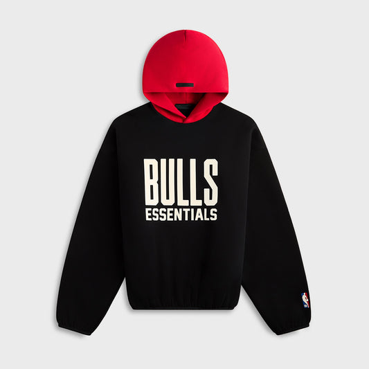 Essentials Bulls Core Fleece Pull Over Hoodie - Black / Red | Kith Recommended