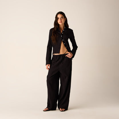 Kith Women Elvira Plisse Button Down Shirt - Ink | Kith Exclusive