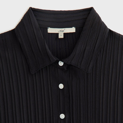 Kith Women Elvira Plisse Button Down Shirt - Ink | Kith Exclusive