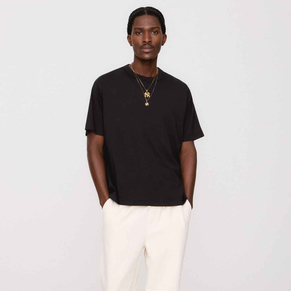 &Kin Pima Jersey Alex Boxy Tee - Black | Kith Exclusive