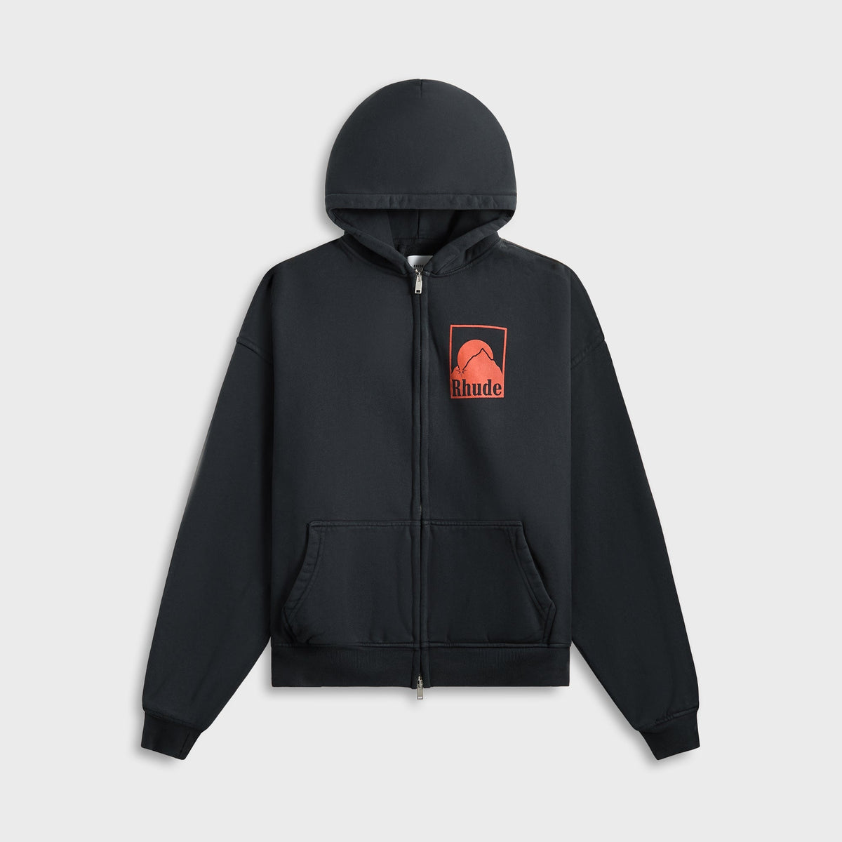 Rhude Moonlight Badge Full-Zip Hoodie - Vintage Black | Kith Trending