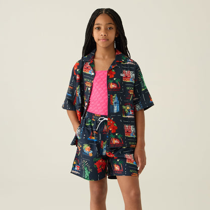 Kith Kids Souvenir Stamp Thompson Camp Shirt - Nocturnal | Kith Classic