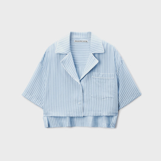 T by Alexander Wang Cropped Shirt - Oxford Blue Multi | Kith Great Value